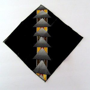 Black , green & golden yellow Art Deco style polyester pocket square or scarf